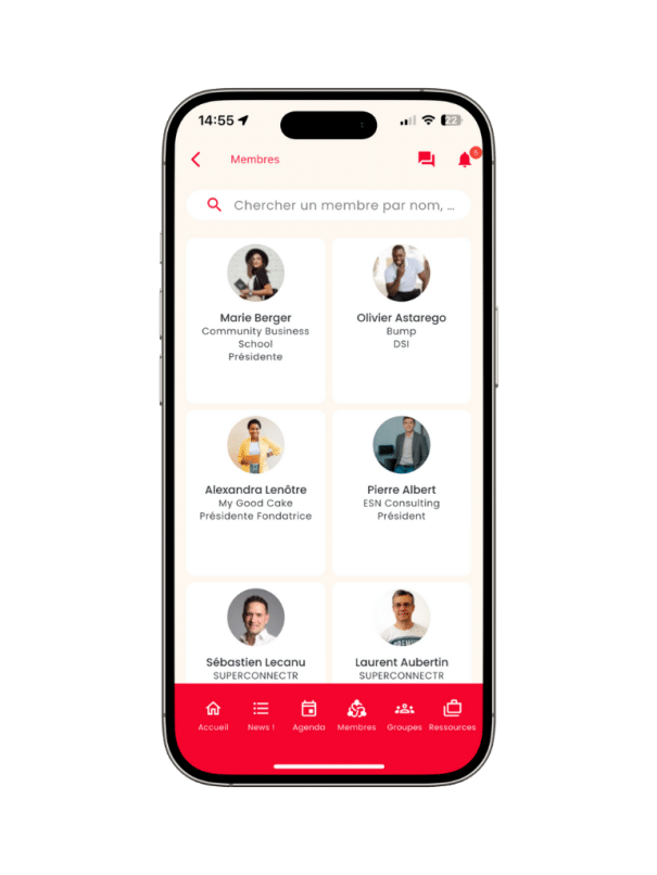 Application communautaire - Annuaire des adhérents et membres